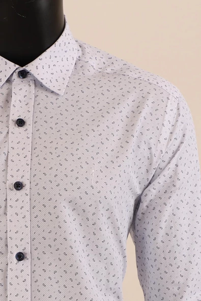 Uzun Kol Slim Fit Desenli Gömlek - 9