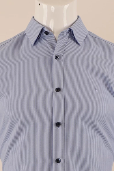 Uzun Kol Slim Fit Çizgili Gömlek - 8