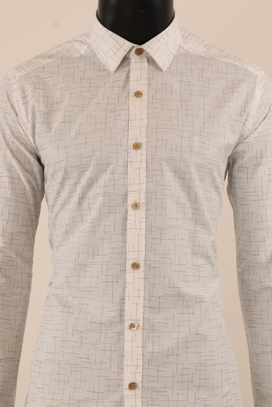 Uzun Kol Slim Fit Desenli Gömlek - 11