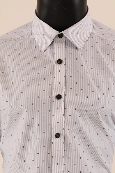 Uzun Kol Slim Fit Desenli Gömlek - 8