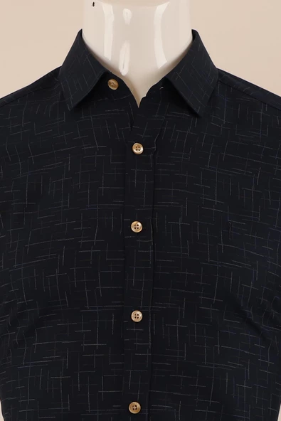 Uzun Kol Slim Fit Desenli Gömlek - 4
