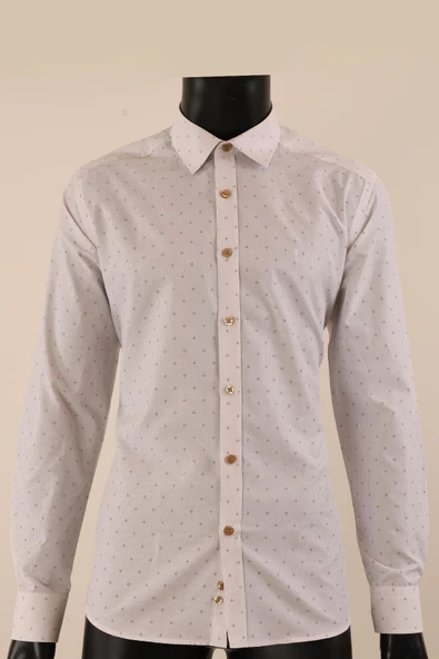 Uzun Kol Slim Fit Desenli Gömlek - 10