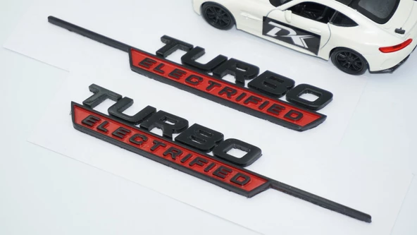 DK Tuning Turbo Electrified Kırmızı Çamurluk Yanı Logo Benz İle Uyumlu - 5