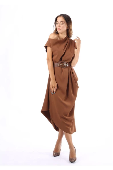 Modatalika Kadın Kemerli Uzun Elbise - Resim 7