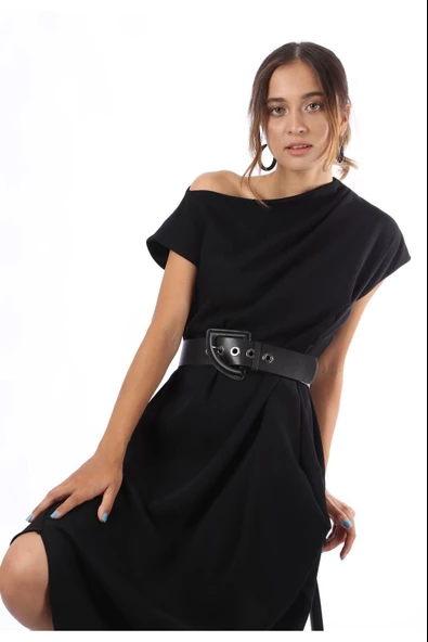 Modatalika Kadın Kemerli Uzun Elbise - Resim 3