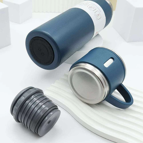 Paslanmaz Çelik 304 Çelik Termos Bardaklı Sıcak Soğuk Muhafazalı Kaliteli Sızdırmaz Mug FLYON-527 - 4