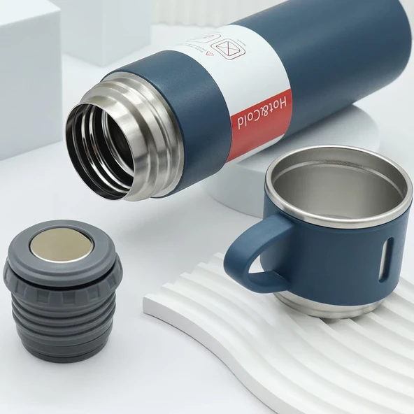 Paslanmaz Çelik 304 Çelik Termos Bardaklı Sıcak Soğuk Muhafazalı Kaliteli Sızdırmaz Mug FLYON-527 - 5