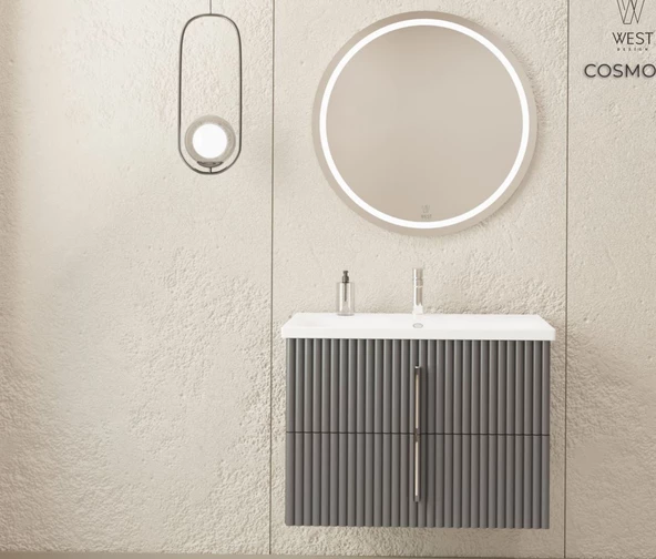 Cosmo 80 Cm Antrasıt Banyo Dolap Takımı - 2