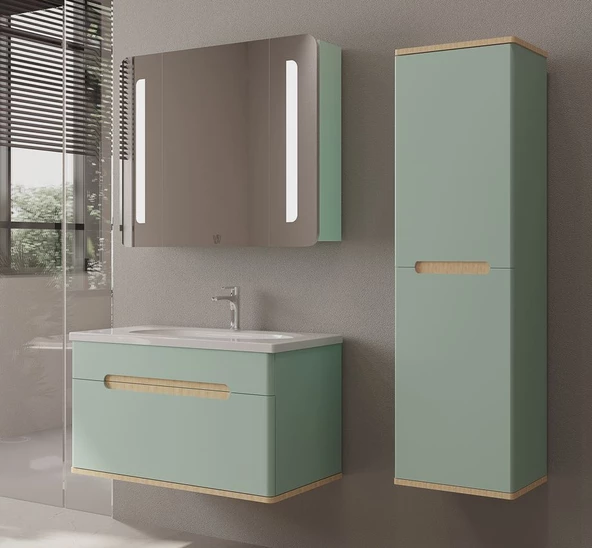 Mılano 80 Cm Mınt Yesılı Banyo Dolap Takımı