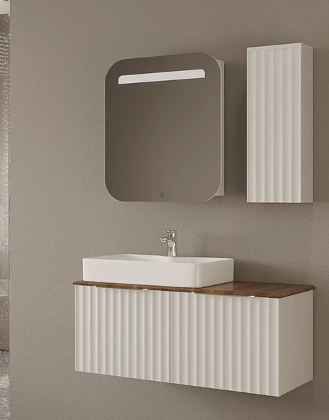 Santorını 100 Cm Beyaz Banyo Dolap Takımı