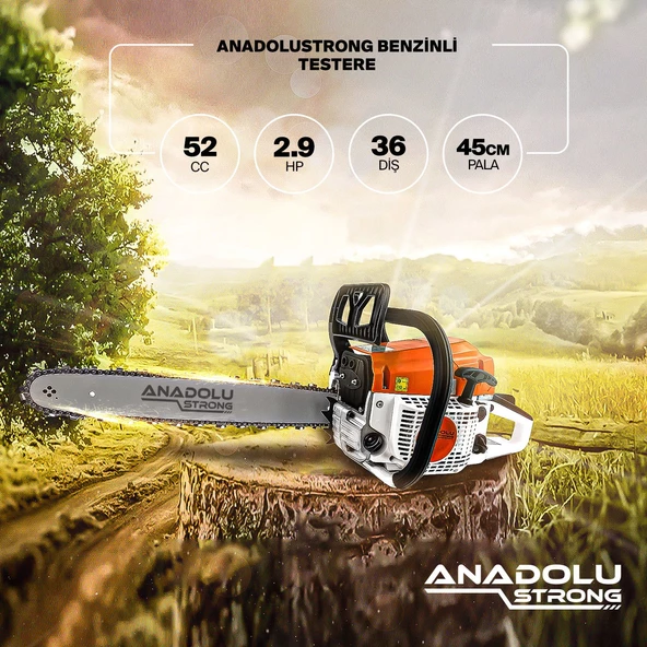 Anadolustrong ANS1041 2.9Hp Benzinli Motorlu Testere 45cm Palalı Motorlu Testere Hizar - 2