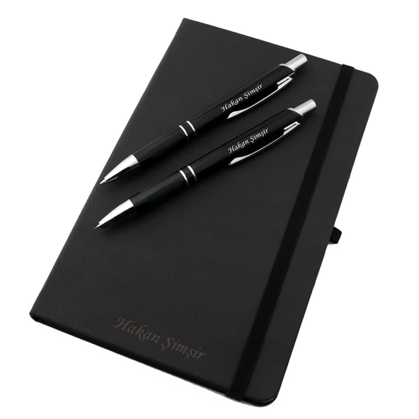 İsme Özel Lastikli Defter 2'li Tükenmez Versatil Kalem Seti - 3
