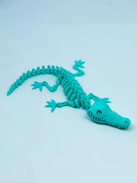 3D Hareketli İskelet Timsah Figürlü Oyuncak - Turkuaz - Resim 5