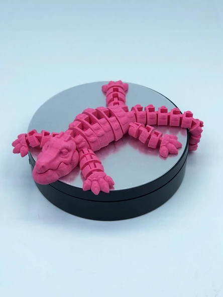 3D Hareketli Timsah Figürlü Oyuncak & Masa Dekoru - Pembe - 2