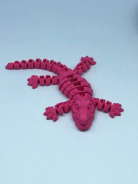 3D Hareketli Timsah Figürlü Oyuncak & Masa Dekoru - Pembe - 3