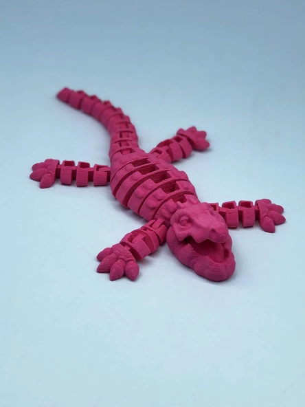 3D Hareketli Timsah Figürlü Oyuncak & Masa Dekoru - Pembe - 4