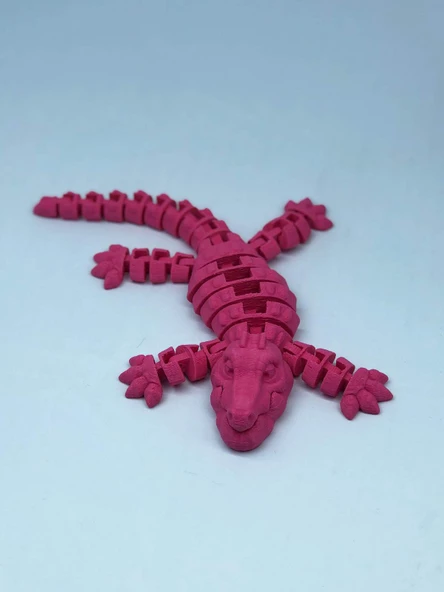 3D Hareketli Timsah Figürlü Oyuncak & Masa Dekoru - Pembe - 1