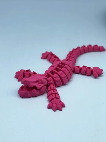 3D Hareketli Timsah Figürlü Oyuncak & Masa Dekoru - Pembe - 5