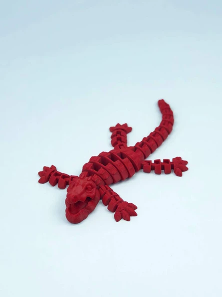 3D Hareketli Timsah Figürlü Oyuncak & Masa Dekoru - Kırmızı - Resim 5