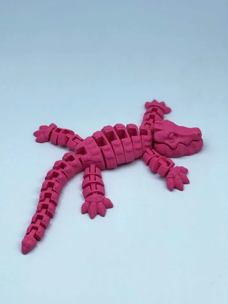 3D Hareketli Timsah Figürlü Oyuncak & Masa Dekoru - Pembe - 7