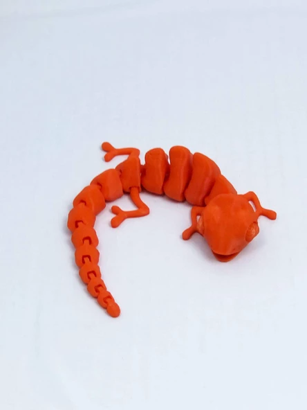 3D Hareketli Bukalemun Figürlü Oyuncak - Koyu Turuncu - Resim 4