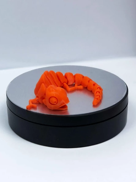 3D Hareketli Bukalemun Figürlü Oyuncak - Koyu Turuncu - Resim 3