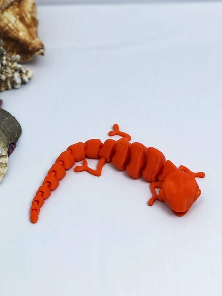 3D Hareketli Bukalemun Figürlü Oyuncak - Koyu Turuncu - Resim 8