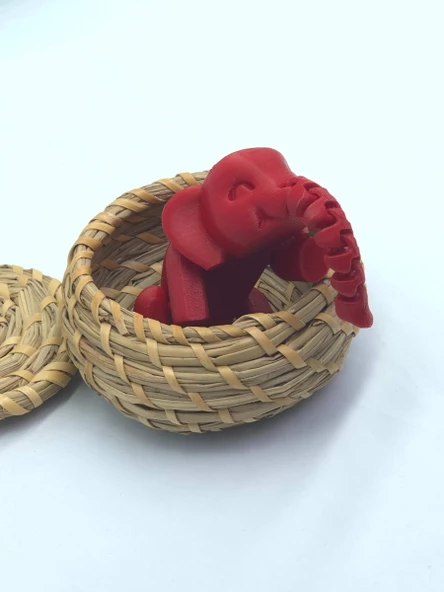 3D Hareketli Oyuncak Fil & Dekor - Kırmızı - Resim 4