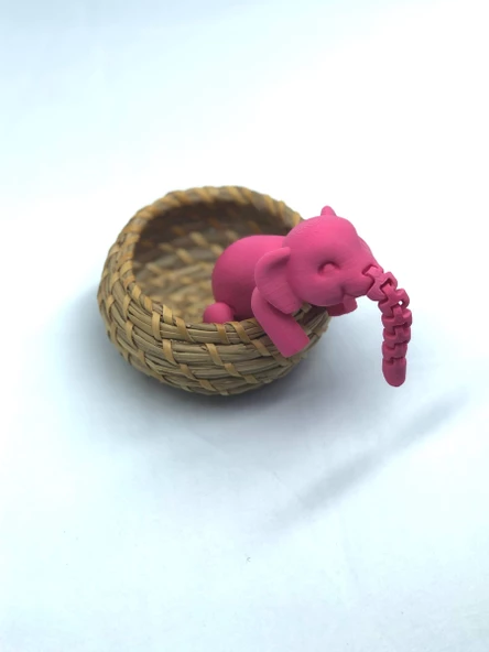 3D Hareketli Oyuncak Fil & Dekor - Pembe - 4