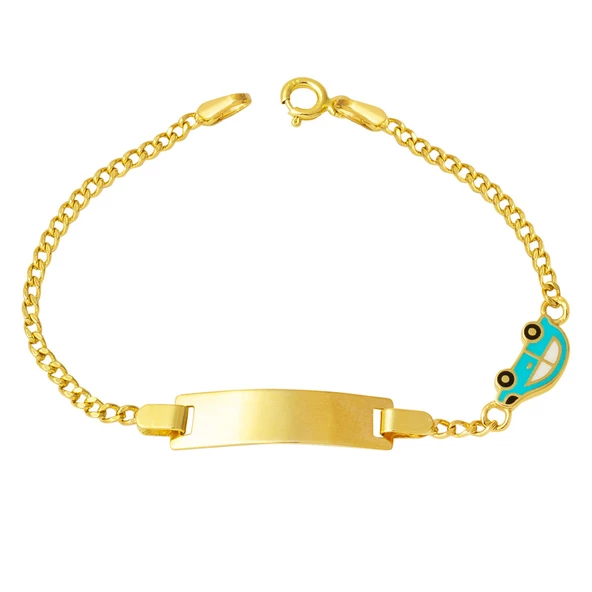 14 Ayar Altın Araba Figürlü Çocuk Künyesi ürün görseli 1