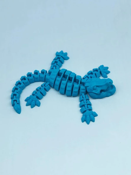 3D Hareketli Timsah Figürlü Oyuncak & Masa Dekoru -Mavi - Resim 2