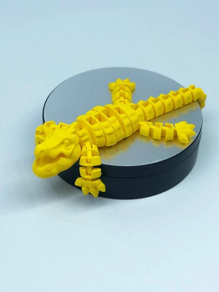 3D Hareketli Timsah Figürlü Oyuncak & Masa Dekoru - Sarı - Resim 7