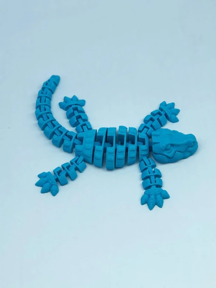 3D Hareketli Timsah Figürlü Oyuncak & Masa Dekoru -Mavi - Resim 3