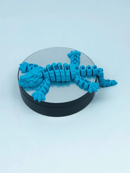 3D Hareketli Timsah Figürlü Oyuncak & Masa Dekoru -Mavi - Resim 4