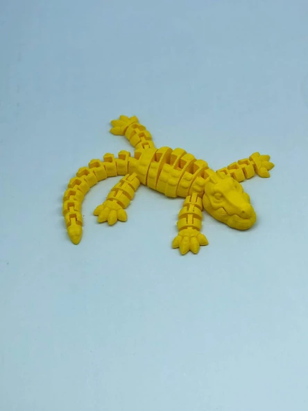 3D Hareketli Timsah Figürlü Oyuncak & Masa Dekoru - Sarı - Resim 4