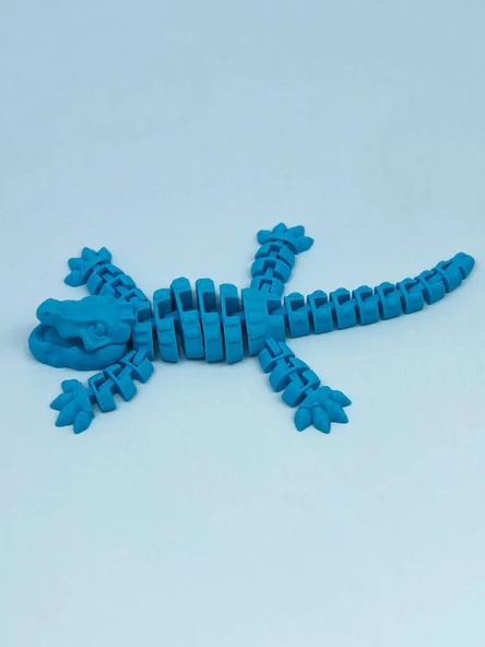 3D Hareketli Timsah Figürlü Oyuncak & Masa Dekoru -Mavi - Resim 5