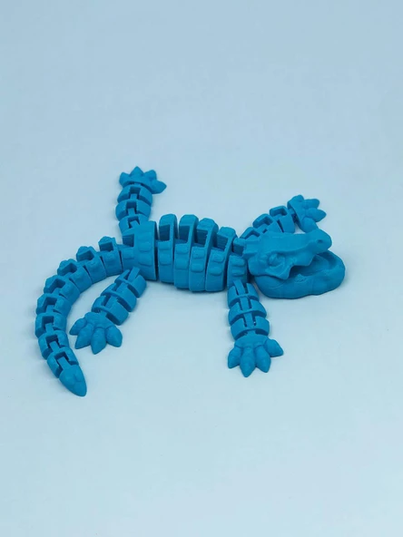 3D Hareketli Timsah Figürlü Oyuncak & Masa Dekoru -Mavi - Resim 6