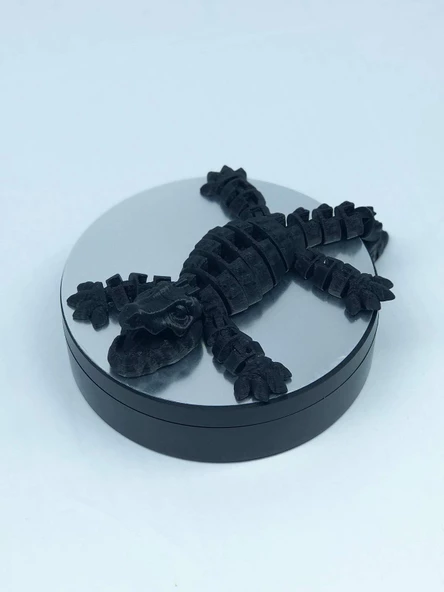 3D Hareketli Timsah Figürlü Oyuncak & Masa Dekoru - Siyah - 4