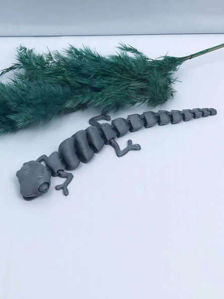 3D Hareketli Bukalemun Figürlü Oyuncak - Gri - Resim 8