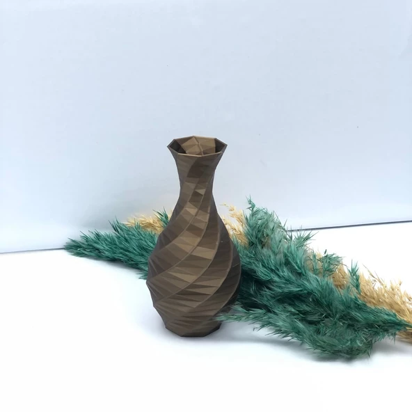 Modern Mini Vazo 15cm Altın Kahve - 5