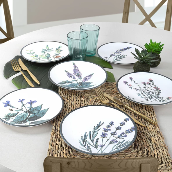 Keramika Keraart Çiçek Bahçesi Pasta Tabağı 20 Cm 6 Adet - 18938-39-40-41-42-43 - 2
