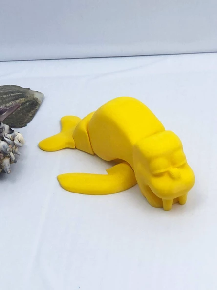 3D Hareketli Deniz Aygırı / Mors Figürlü Oyuncak - Sarı - Resim 4