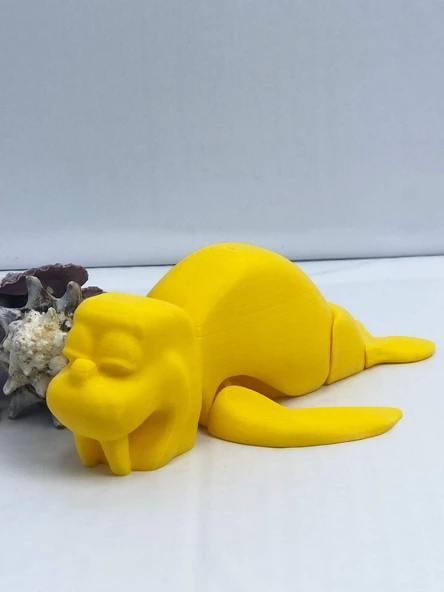 3D Hareketli Deniz Aygırı / Mors Figürlü Oyuncak - Sarı - Resim 3