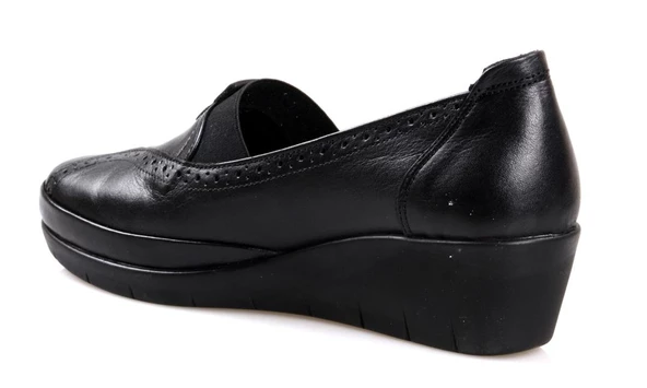 Scavia Ortapedik Comfort Siyah Deri Bayan Ayakkabı - Resim 3
