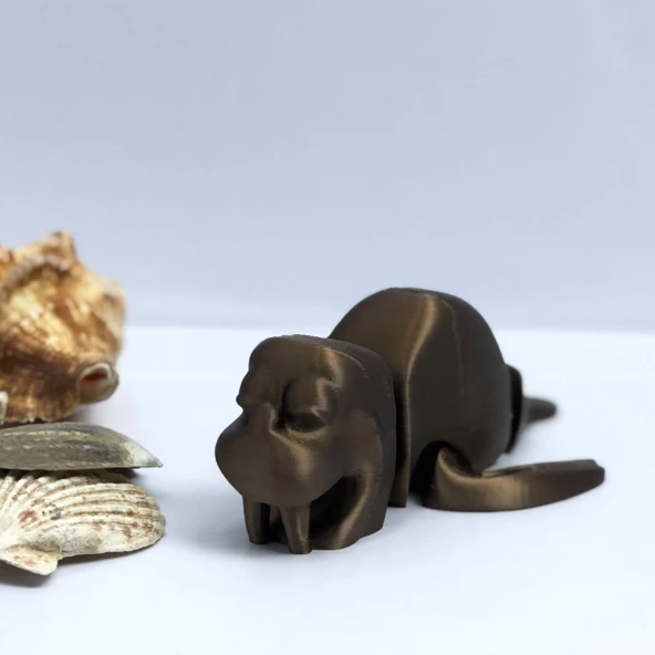 3D Hareketli Deniz Aygırı / Mors Figürlü Oyuncak - Altın Kahve - 7