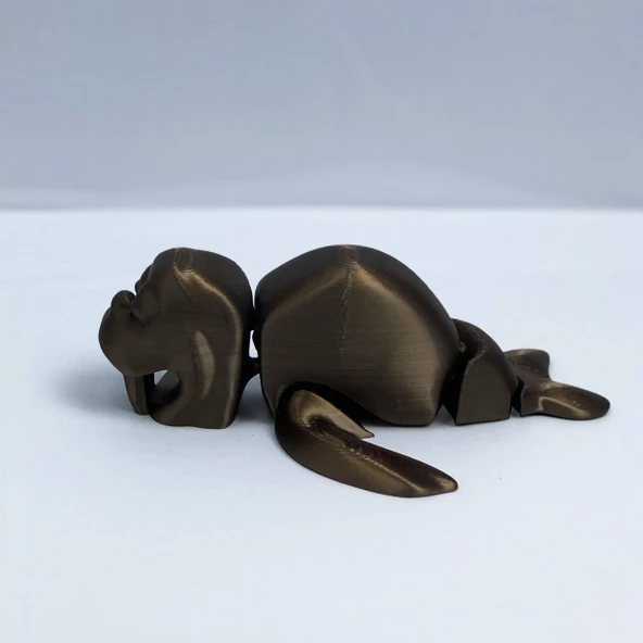 3D Hareketli Deniz Aygırı / Mors Figürlü Oyuncak - Altın Kahve - 6
