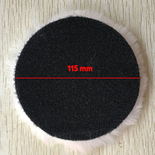 Pasta Cila Polisaj Süngeri 115 mm Cırt Tabanlı Kuzu Postu Yünü Pedi Keçesi Parlatma (3 ADET) - 5