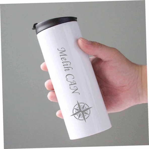 KİŞİYE ÖZEL BASKILI Elde Kolay Tutma  Paslanmaz Sızdırmaz  Çift Katmanlı Metal Termos 500 Ml FLYON