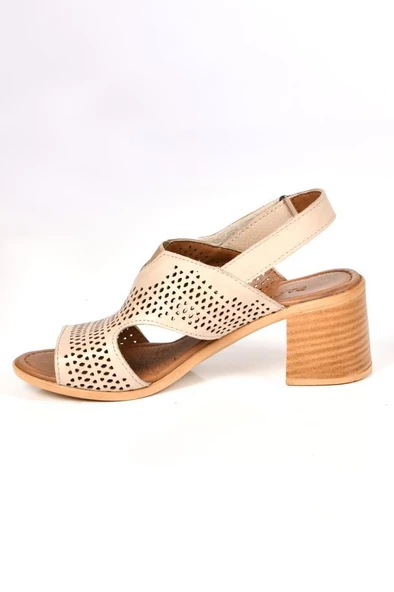 Papuçcity 02188 5 Cm Topuklu Kadın Deri Sandalet Ayakkabı - 5