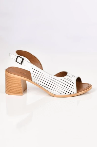 Papuçcity 02189 5 Cm Topuklu Kadın Deri Sandalet Ayakkabı - 10